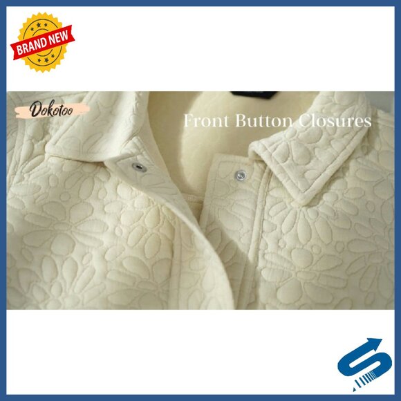 Long Sleeve Jacquard Shacket with Collar and Pockets, Casual Fall Jacket - Picture 8 of 8